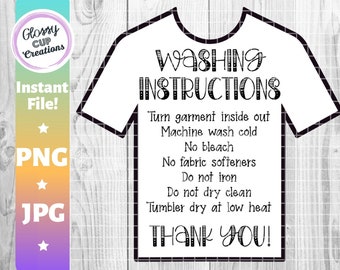 Washing Instructions Svg Care Instructions Card Svg Shirt Care | Etsy