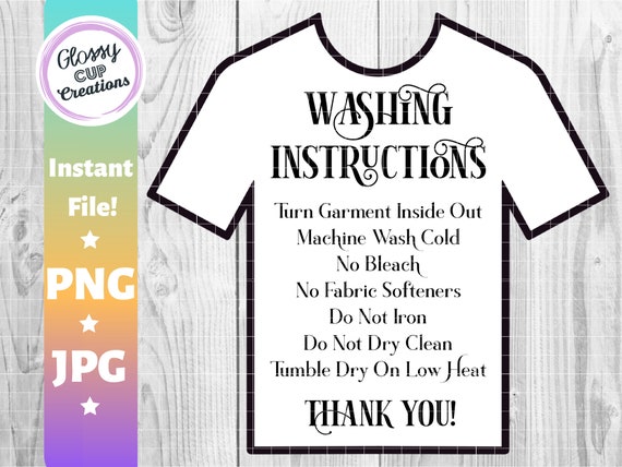 T-shirt Care Cards Tshirt Washing Instructions Instant - Etsy Australia