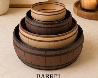 Rustic Barrel Catch All Bowl | Bourbon Barrel Decor | Entryway Key Bowl | Farmhouse Fruit Bowl | Wooden Style Organizer Tray