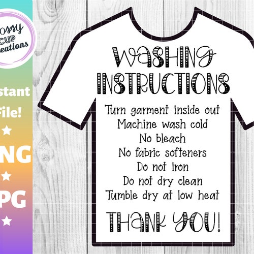 T-shirt Care Cards Tshirt Washing Instructions Instant - Etsy