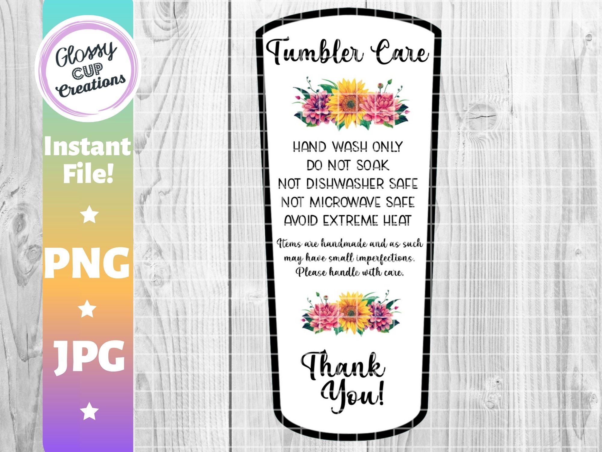 Free printable care tubbler care card - hiloclever