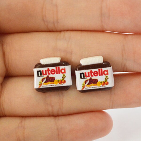 Nutella Earrings, Nutella Stud Earrings, Polymer Clay Earrings, Nutella, Cute Nutella Earrings, Kawaii Nutella Earrings,Nutella Accessories