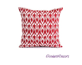 Red and White Outdoor/Indoor Pillow Cover, Decorative Throw Pillow Cover