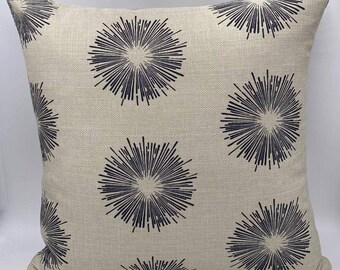 18x18 Khaki With Black  Sunburst Pillow Cover, Decorative Throw Pillow Cover