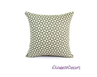Designer Woven Fabric Home Decor, Green And Beige Diamond Pattern Throw Pillow Cover, Toss Cushion Cover, Throw Pillow