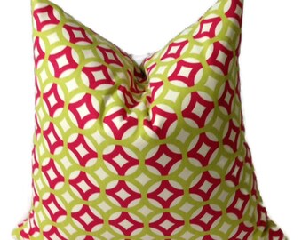 18x18 Premier Green and Pink Throw Pillow Cover, Toss Cushion Cover, Decorative Pillow Cover, Fits 20"x20" Pillow Insert