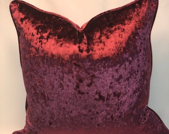 Wine velvet 22x22 Pillow Cover, Decorative Throw Pillow