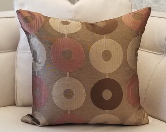 Beautiful Brown, Bronze, and Dusty Pink 18x18 Holiday Pillow Cover, Decorative Throw Pillow