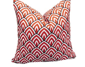 HOME DECORATIVE  Premier Red Brown and White Throw Pillow Cover. TOSS Cushion Cover.