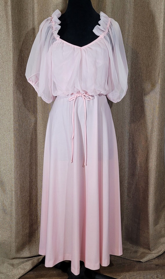 Vintage Soft Pink and Sheer Sleeves Dress