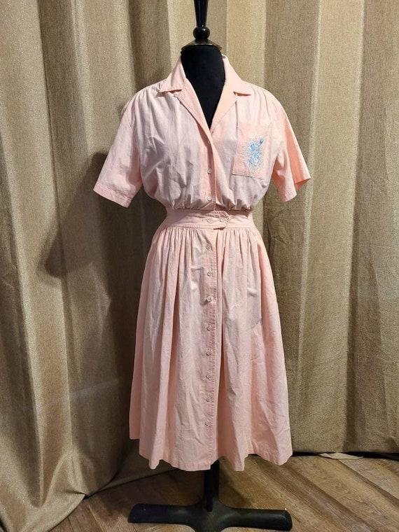Vintage Pink button down dress by Eddie Bauer