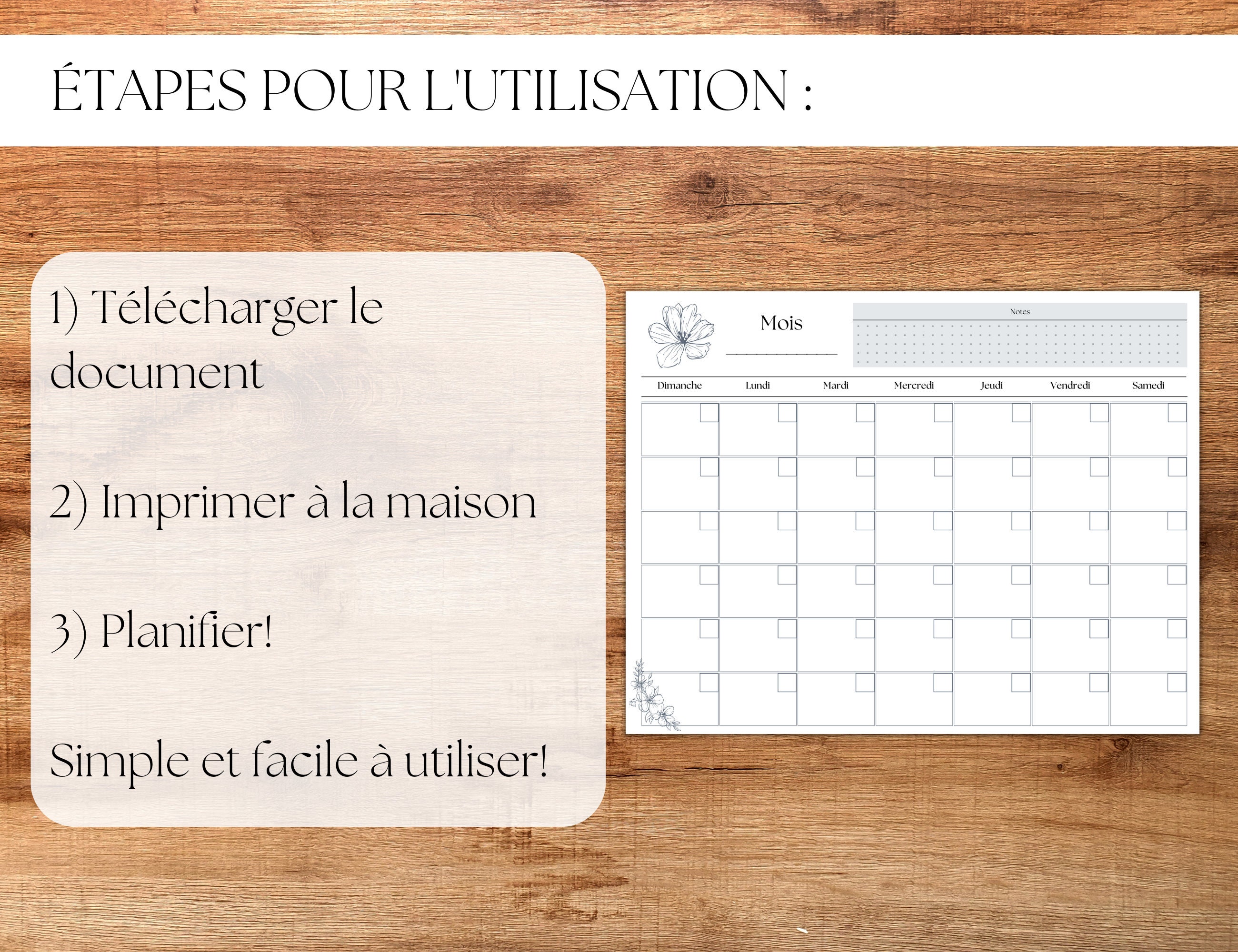 PRINTABLE CALENDAR Printable French Blank Calendar Etsy