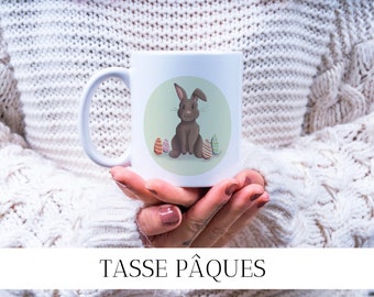 Easter mug with bunny and eggs | 11 or 15 ounce mug