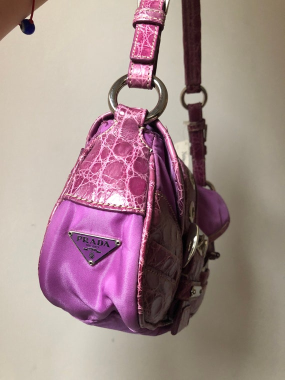 Nylon Prada, Purple Prada, Prada Baguette, Crocodi
