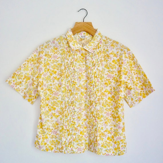 yellow floral blouse with sleeves