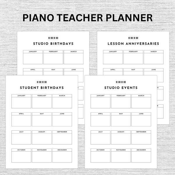 Piano Studio Event Tracker | Piano Teacher Planner | Music Studio Important Dates | Music Teacher Event Tracker