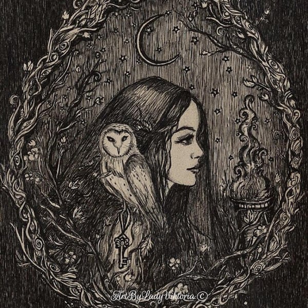 De priesteres van Hecate-kunstafdruk