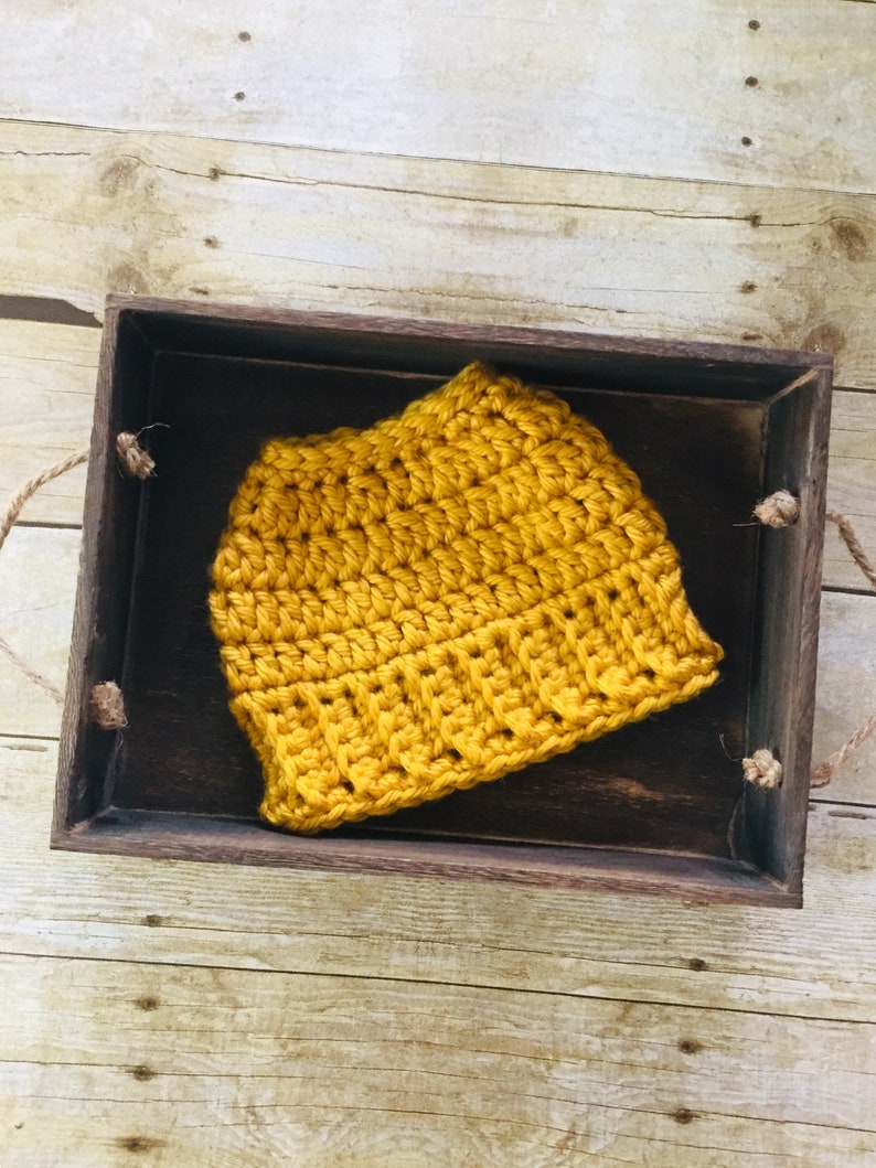 Infinity Scarf Set Messy Bun Beanie Mustard