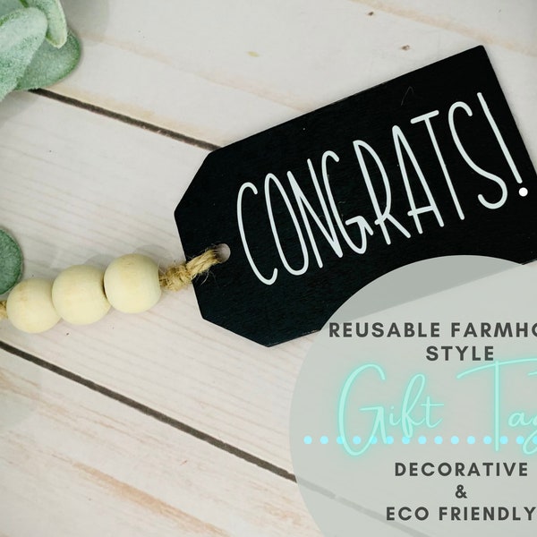 Reusable Congrats Rustic Farmhouse Chalkboard Gift Tags!