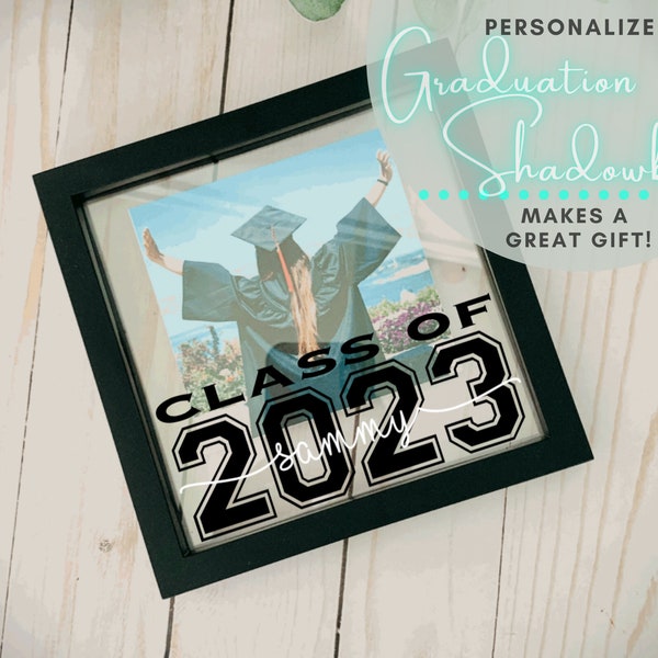 Mini Commemorative Graduation Keepsake Shadow Box Floating Photo Picture Wallhanging or Freestanding Current or Custom Year