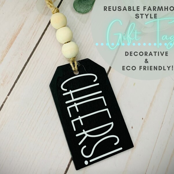 Reusable Cheers Rustic Farmhouse Chalkboard Gift Tags!