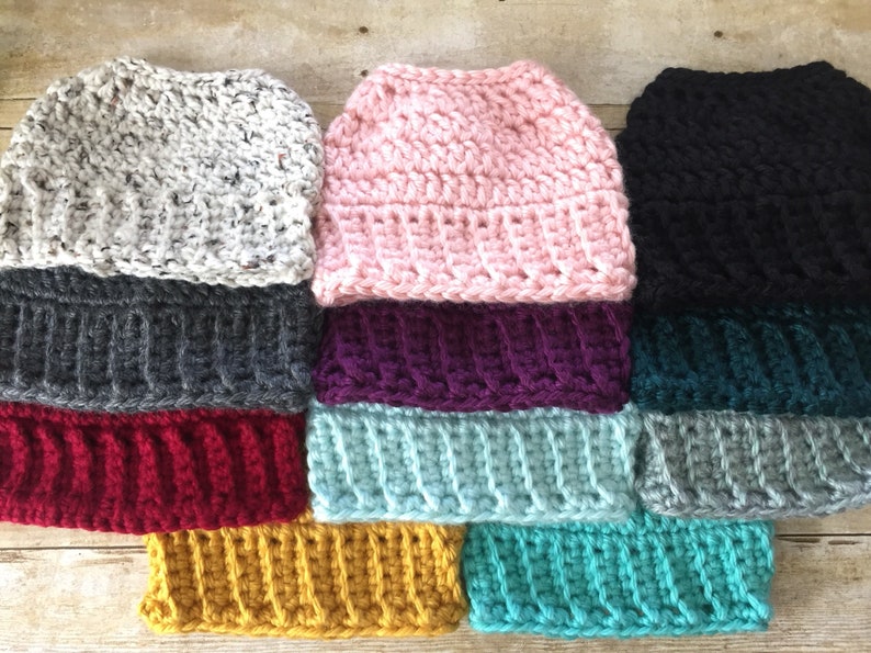 Providence Pink Messy Bun Beanie Ponytail Hat warm winter spring hat skulls skull cap