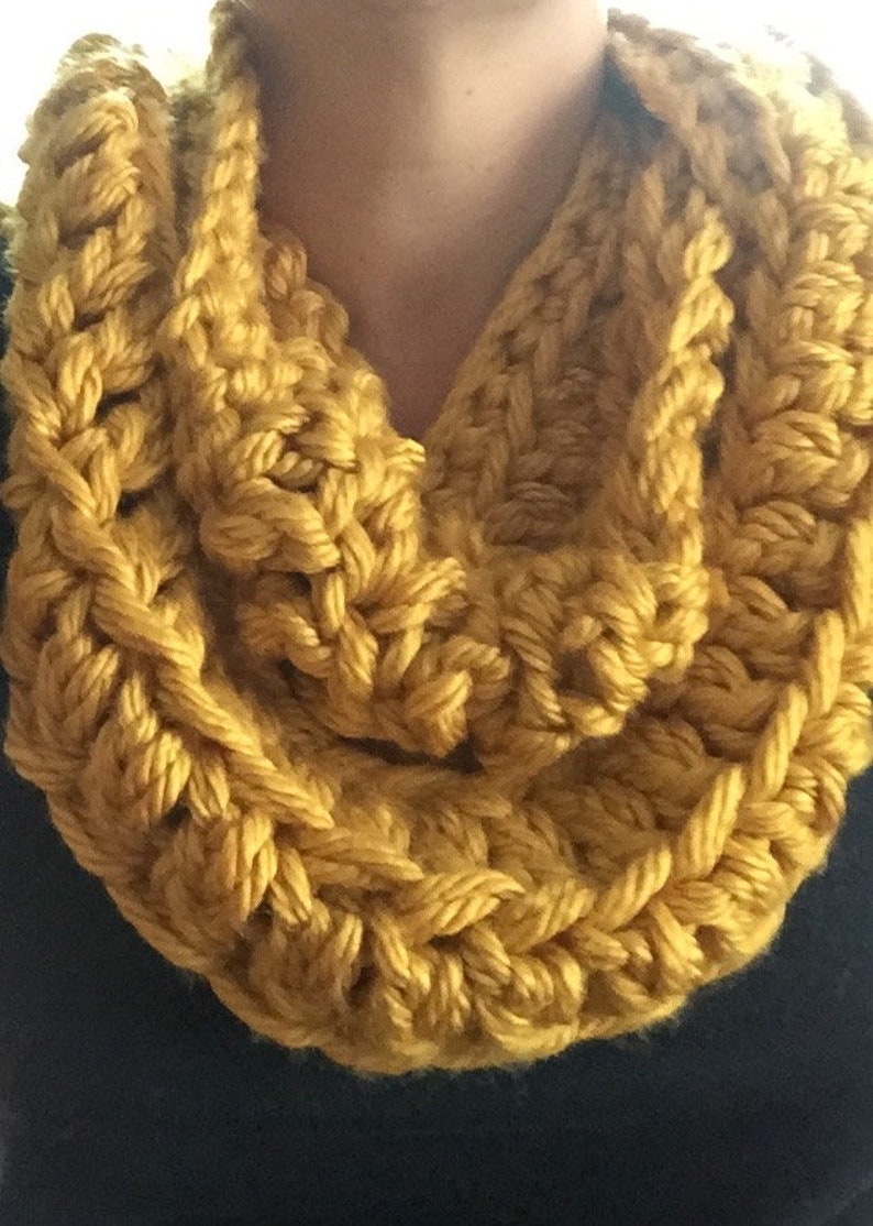 Infinity Scarf Set Messy Bun Beanie Mustard