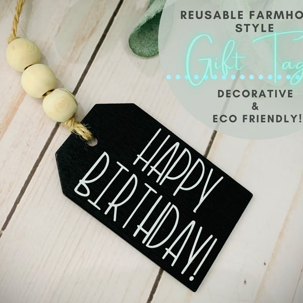 Reusable Happy Birthday Rustic Farmhouse Chalkboard Gift Tags!