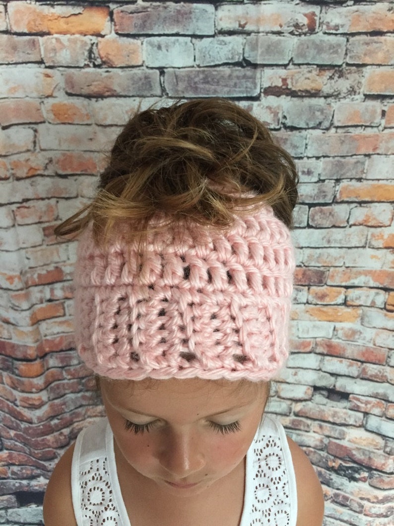 Providence Pink Messy Bun Beanie Ponytail Hat warm winter spring hat skulls skull cap