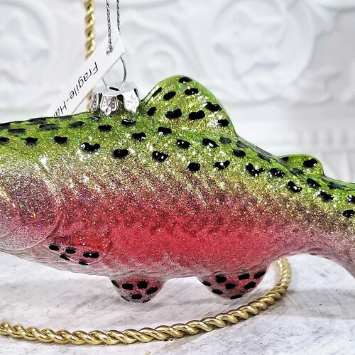 Blown Glass Rainbow Trout Fish Christmas Ornament 6 Etsy