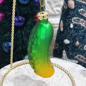 Blown Glass Pickle Christmas Ornament - Foodie Funny
