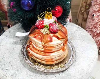 Pancake Stack Glass Ornament – Unique Vintage
