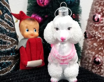 Vintage Spaghetti Pink Poodle With 3 Baby Poodles Figurine 1950's