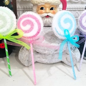 Lollipop Candyland Christmas Tree Picks Ornaments - Mesh Bow