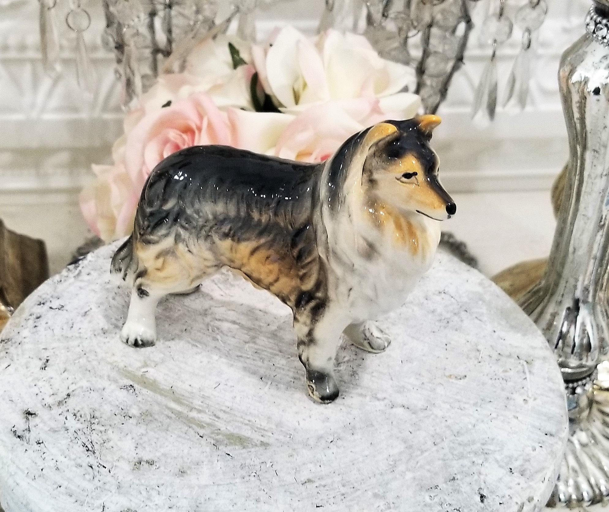 Vintage Ceramic Collie. Lassie. Sitting Dog. 3.5” Tall. Excellent  Condition!