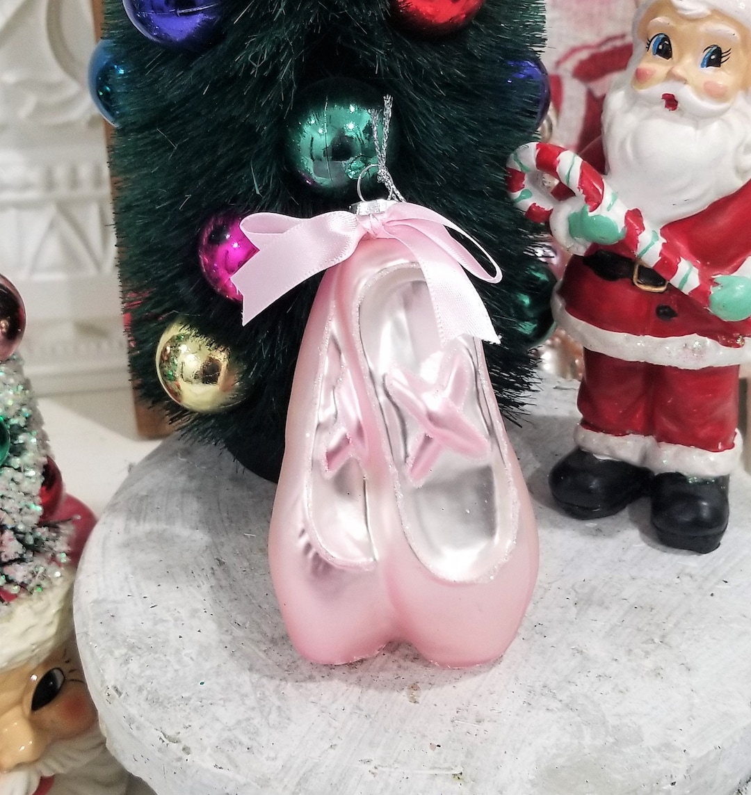 Pink Blown Glass Ballet Slippers Christmas Ornament Etsy