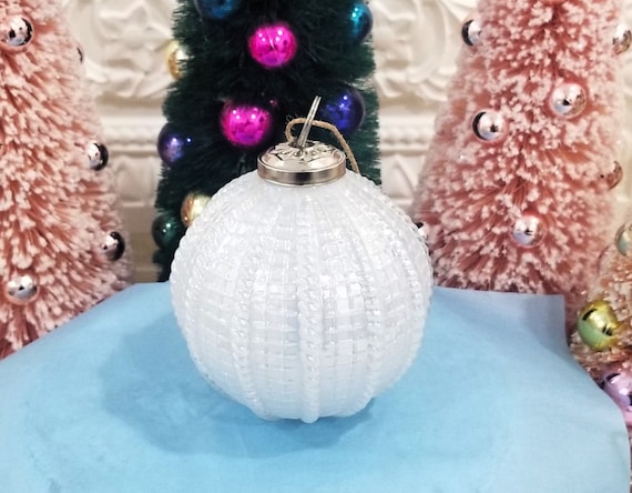 Pink Velvet Glitter Swirl Glass Ball Ornament | Fancy Face Designs