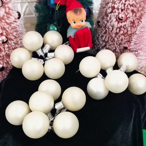18 Vintage Satin Ivory Pearl Glass Ornament Cluster Picks - Feather Tree Christmas