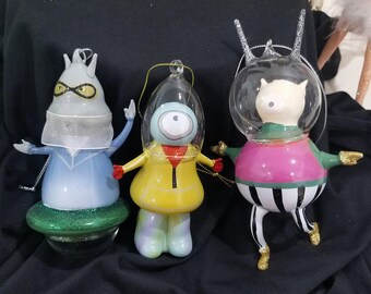 Blown Glass Martian Alien Christmas Ornament Space UFO Mars - Personalized Gift