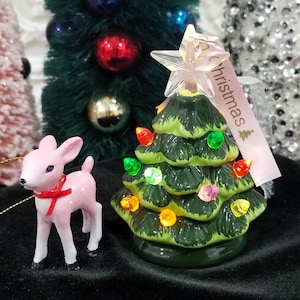 Nostalgic Lighted Green Christmas Tree Ornament - Vintage Style Personalized Gift