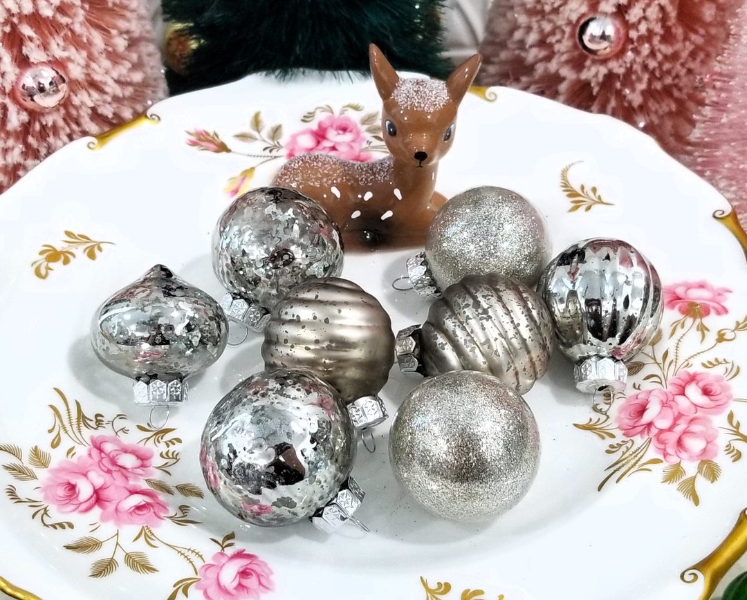 Silver Glass Vintage Style Feather Christmas Tree Ornaments Etsy