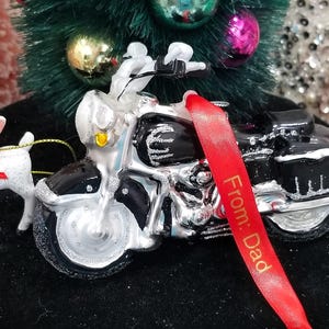 Blown Glass Black Motorcycle Christmas Ornament - Harley Davidson Personalized Gift