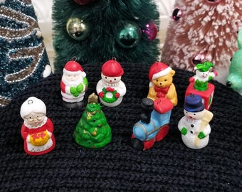 Lot of 6 Antique Porcelain Figural Miniature BELL CHRISTMAS