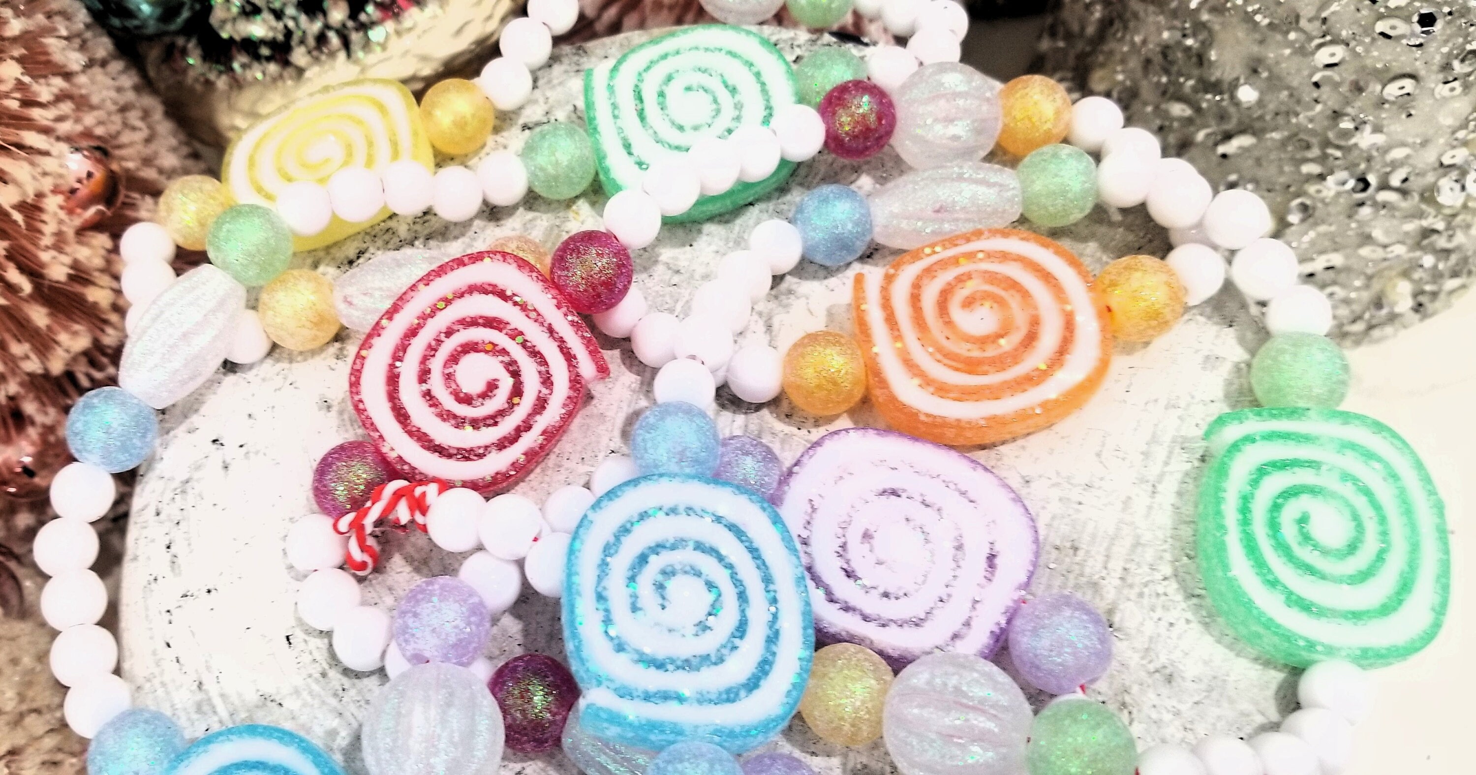 Sugarcoat Beaded Candy Christmas Garland 6 Ft