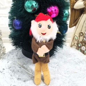Vintage Green Hat Felt Pixie Elf Dwarf Christmas Ornament Poseable - Taiwan