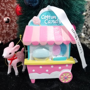 Sugarcoated Cotton Candy Cart Christmas Ornament - Pink & Blue - Personalized Gift