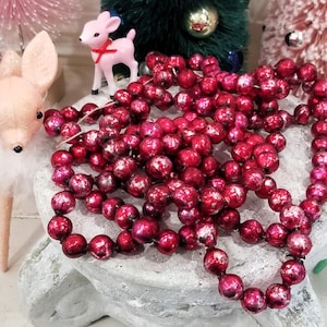 100&quot; Vintage Red/Pink Mercury Glass Beaded Christmas Garland 1/2&quot;