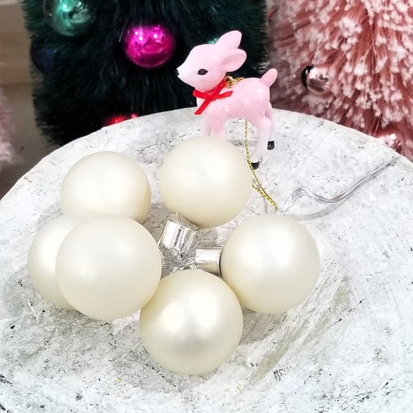 Vintage Satin Ivory Pearl Glass Ornament Cluster Picks - Feather Tree Christmas