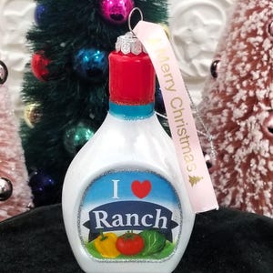 ranch dressing christmas gift Blown Glass Ranch Dressing Christmas Ornament - Personalized Gift