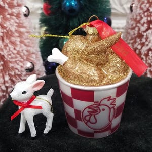 Blown Glass Bucket of Chicken Christmas Ornament - Personalized Gift